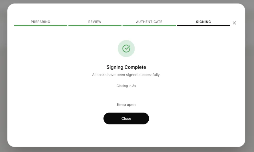 Signing Complete — 서명 완료 화면